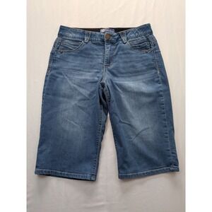 Democracy "Ab"solution Blue Denim Bermuda Shorts Medium Wash Women 8 Stretch